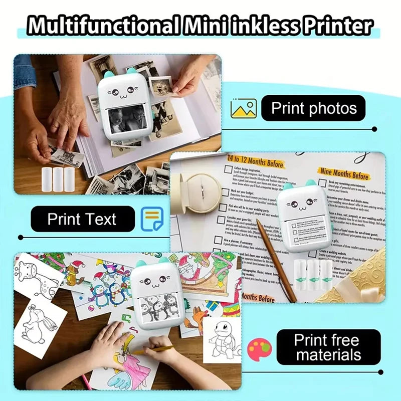 Portable Mini Pocket Printer BT Thermal Printer